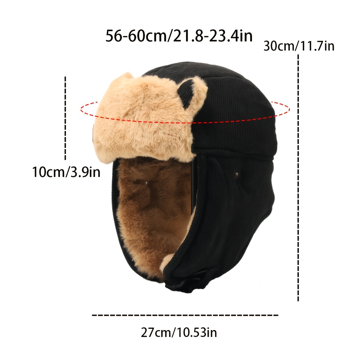 Cat Ears Cute Ear Flap Hat Solid Color Winter Warm Trapper - Temu