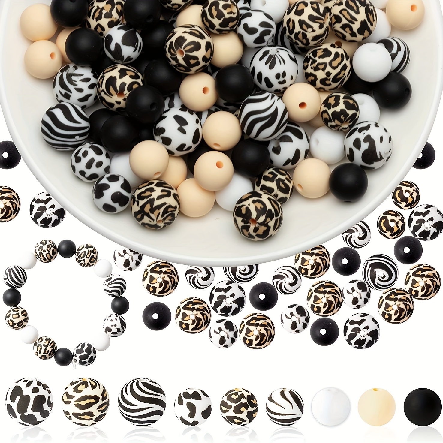 Silicone Beads Kit Keychain Making Animal Pattern Colorful - Temu