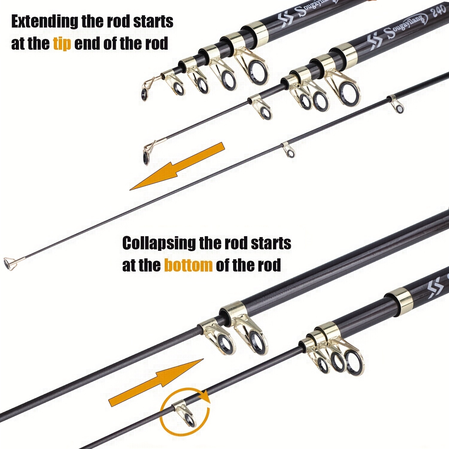 Telescopic Fishing Rod Set- Full Size Collapses to 16 Extends to