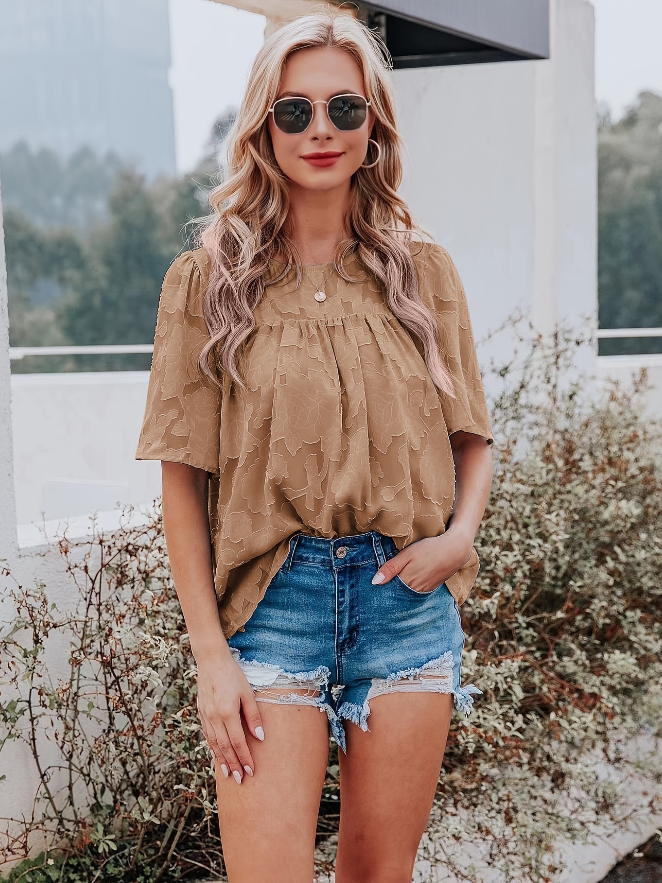 Woman Summer Style Chiffon Blouses Tops Lady Casual Short Flare