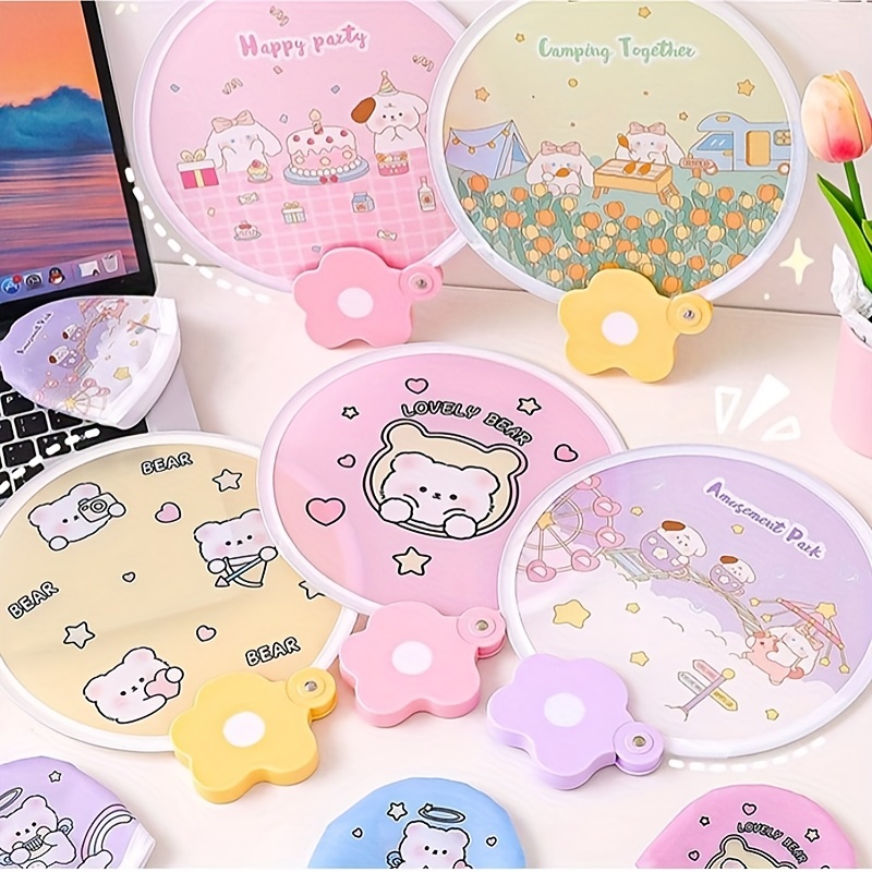Cartoon Folding Mini Fan, Portable Summer Beach Fan