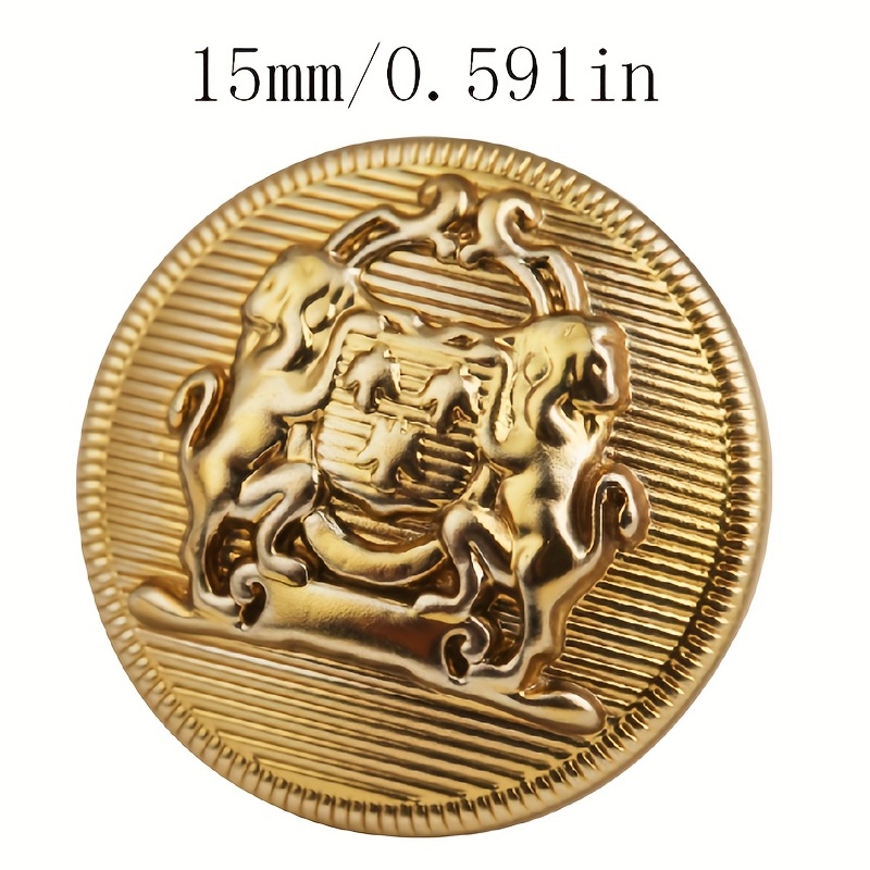 10pcs British Style Metal Double Lion Hand Sewing Coat Buttons