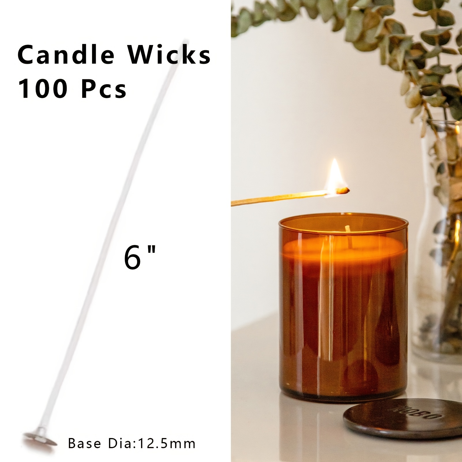 100 Candle Wicks 8-Inch Zinc Core Candle Making Supplies MADE AND SHIPPED  IN USA