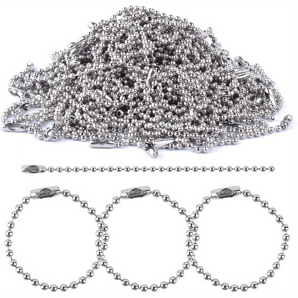 

150pcs 100mm 4" Bead Chain, 2.4mm Diameter With Ball Connector Clasp Keychain Rings Metal Bead Chain Nickel Chain Dog Tag Chain Diy Jewelry Chain Supplies (silver)