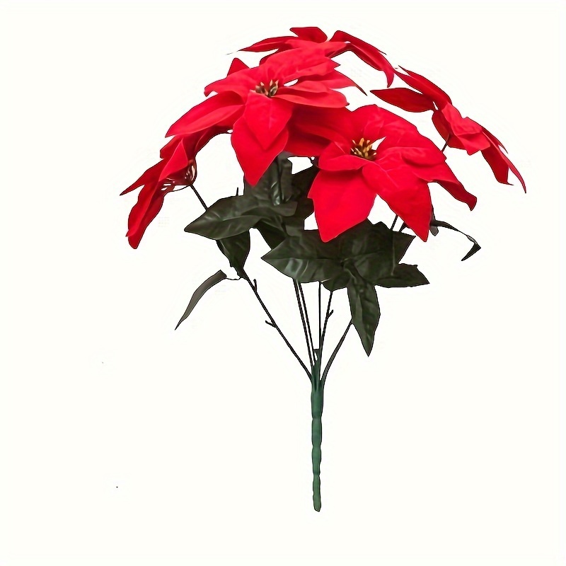 1 Bundle Artificial Red Poinsettia Christmas Flowers For - Temu