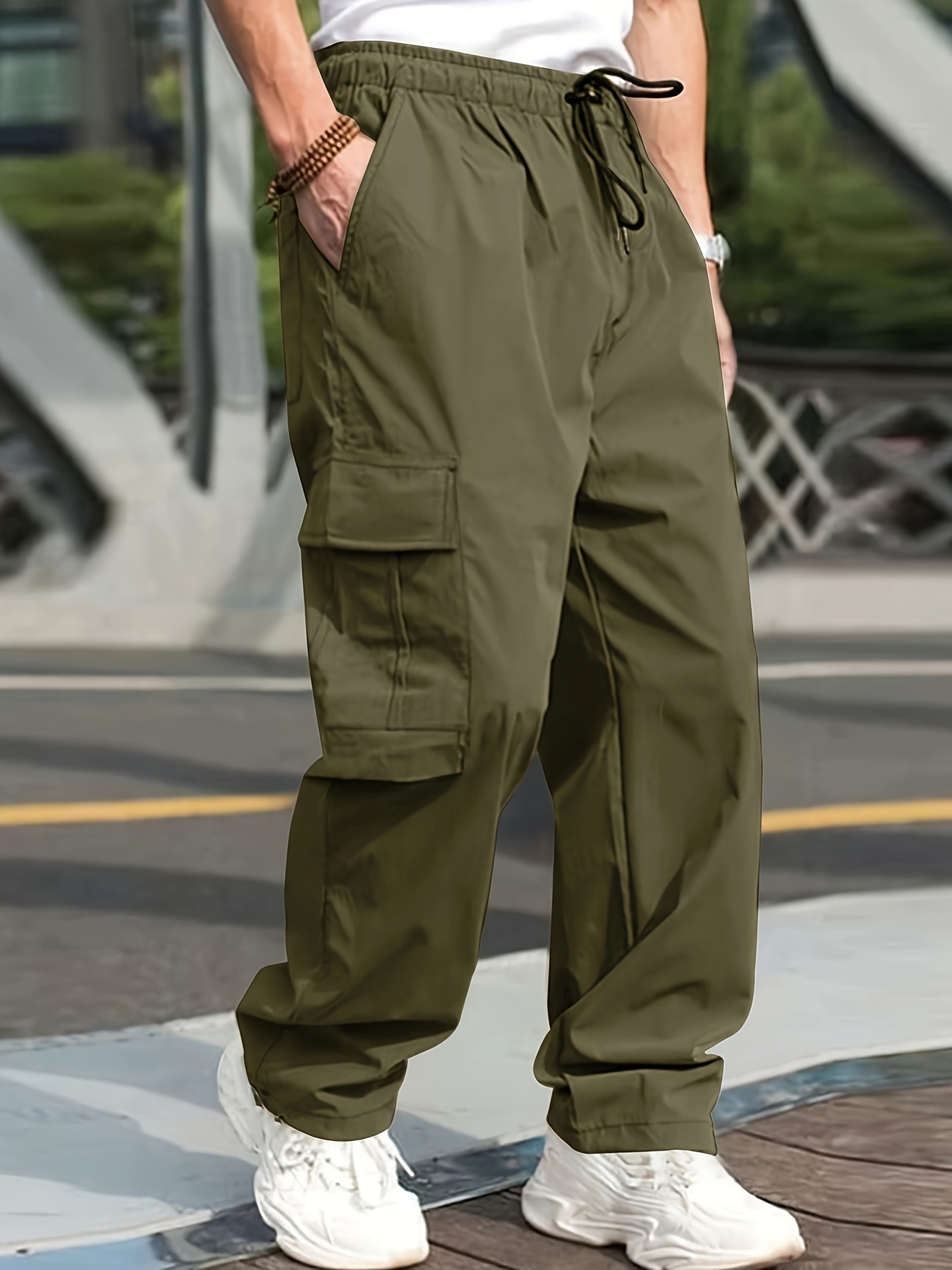 Pantalones cargo para hombre de ajuste relajado, pantalones deportivos con  cordón para exteriores con bolsillos, Verde militar : Ropa, Zapatos y  Joyería 
