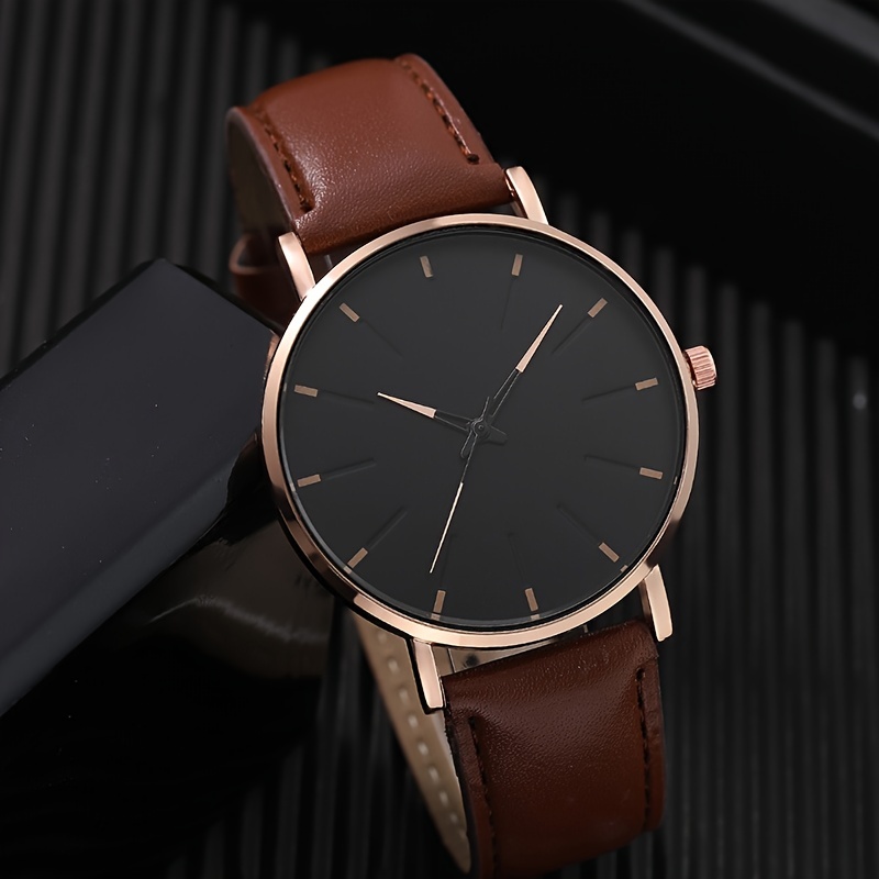 mens classic round waterproof pointer quartz watch 3pcs bracelet set ideal choice for gifts details 2