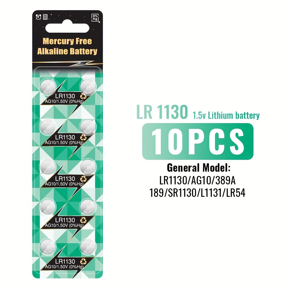 Pilas de botón AG10, 0% Hg, 1,5 V, LR1130, 1130, 389A, LR54, L1131,  recambio de batería SR1130, G10, SR626SW, 10 unidades/20 unidades
