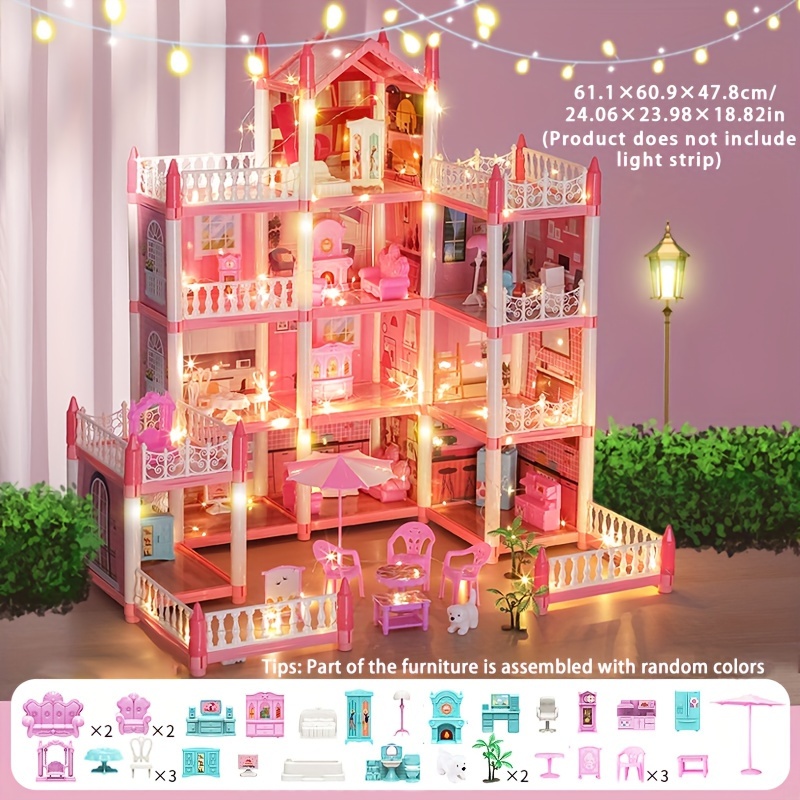  Dream Doll House - Juguetes para niñas de 4 pisos, 12