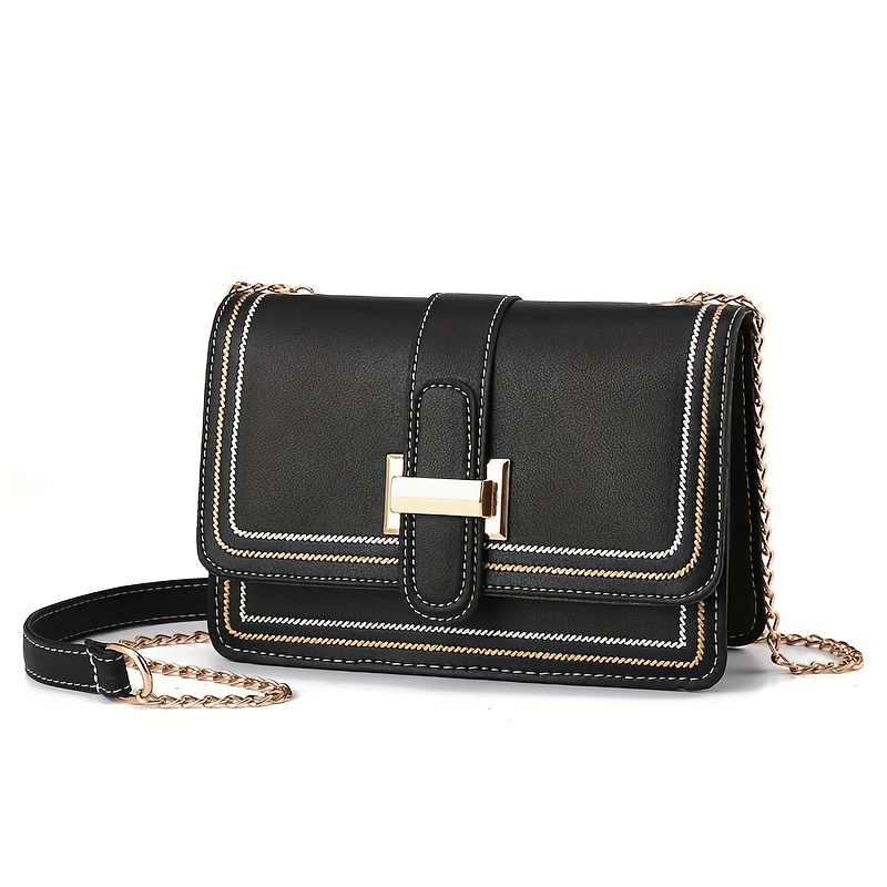 Small Chain Crossbody Bag, Fashion Faux Leather Shoulder Bag