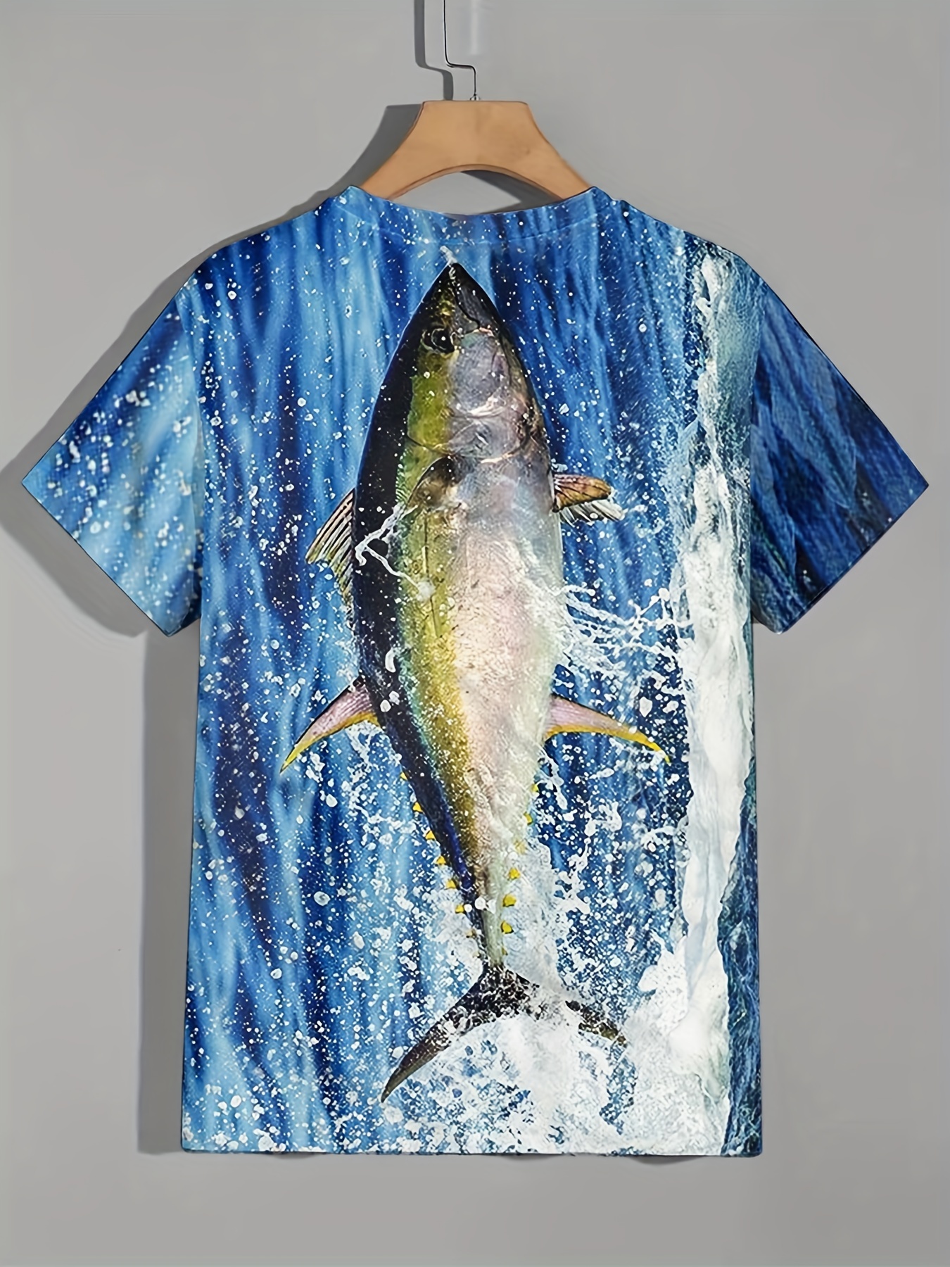 Men's Fish Print Graphic Tee Casual Comfy Summer T shirt - Temu