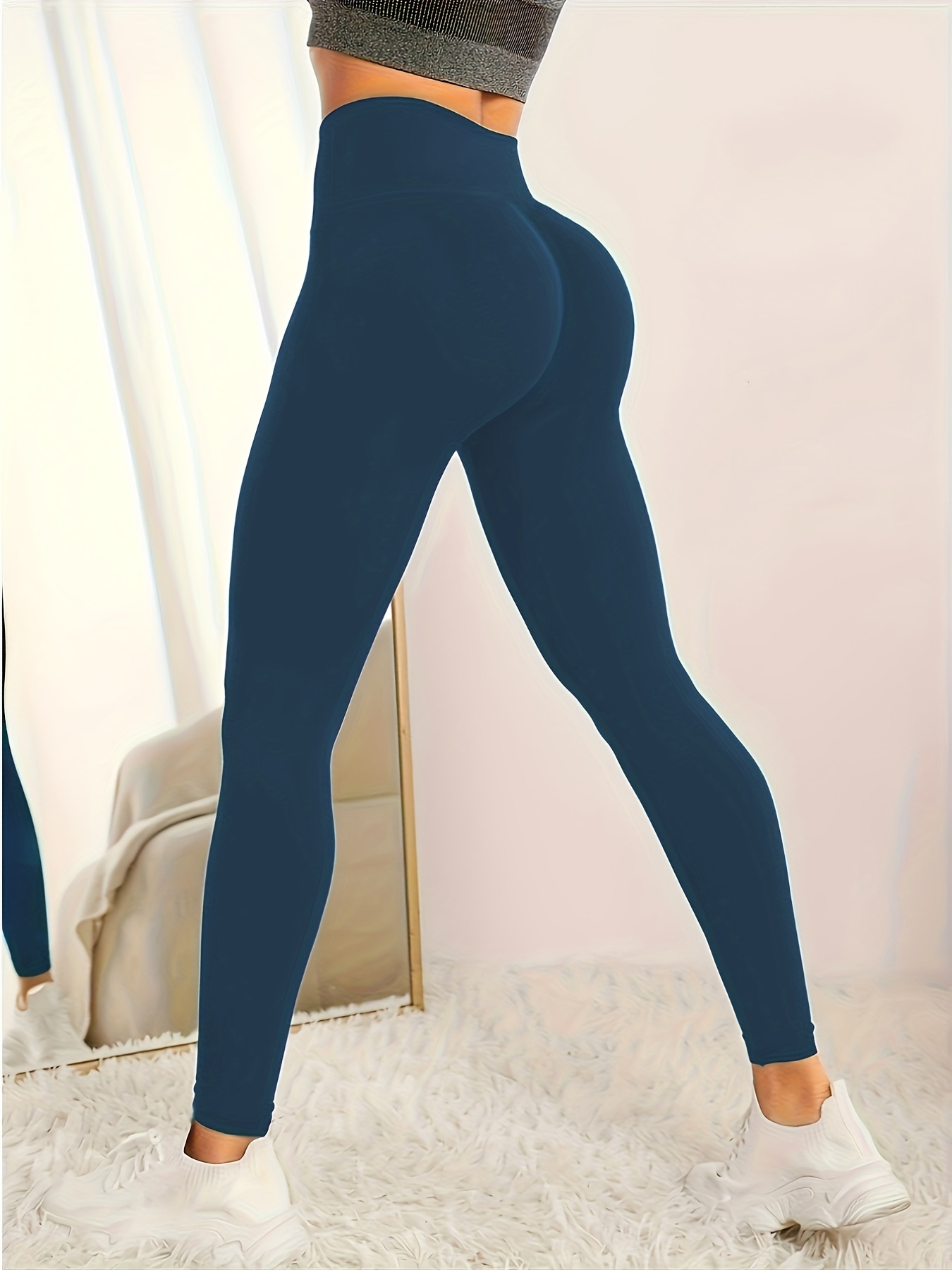 SMihono Skinny Slim Women's Sexy Leggings Plus Size Color Bottom Small Feet  Sports High Waist Thin Leather Pants Full Length Athletic Sports Pants for Teen  Girls Love Navy 4 