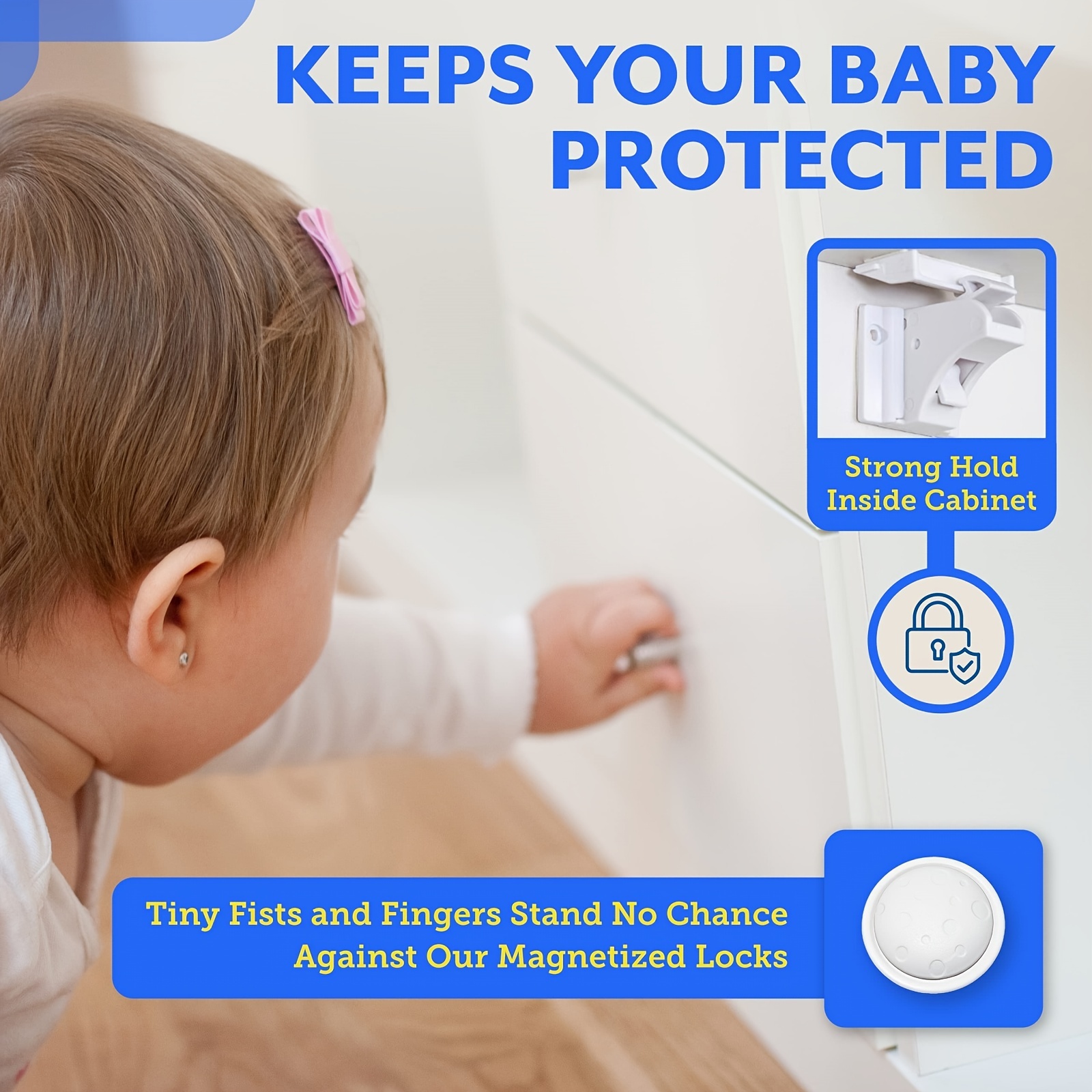 White Baby Safety Cabinet Locks Keep Your Little Ones Secure - Temu