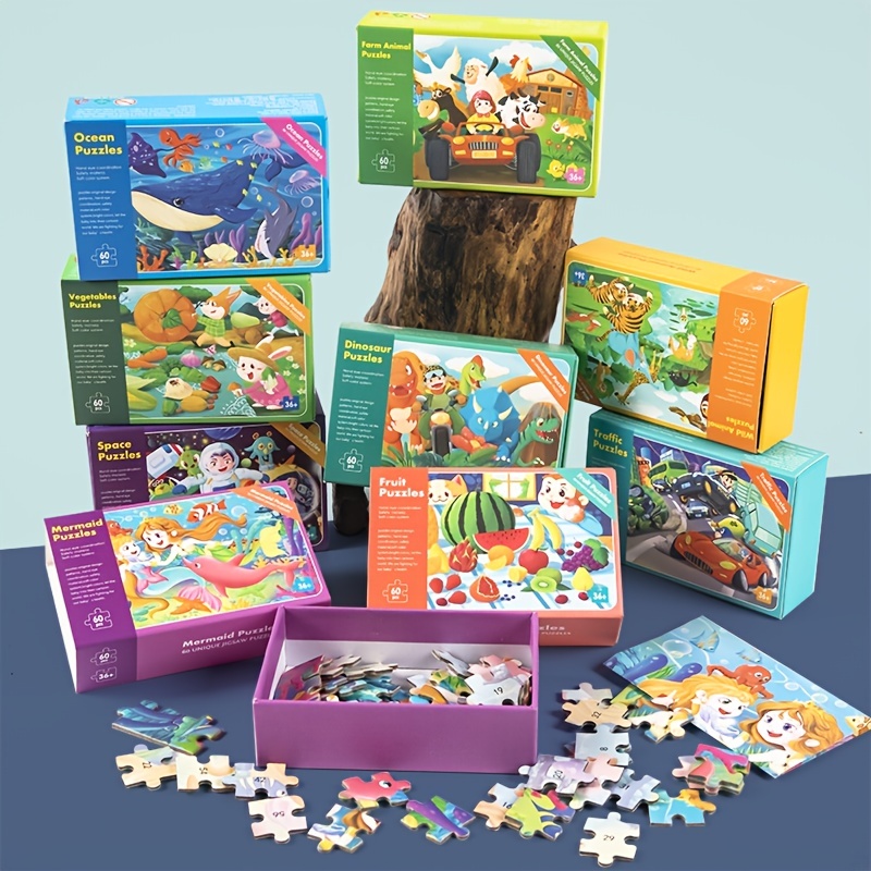 Puzzle en Bois Enfant, 4 Pcs Animaux Puzzles en Bois Bébé, Jouets Educatif  2 3 4 Ans Jigsaw pour Enfant Anniversaire Noël Cadeau