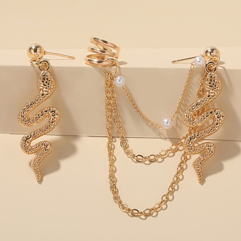 Multi-layer Chain Snake Earrings, Unique Design