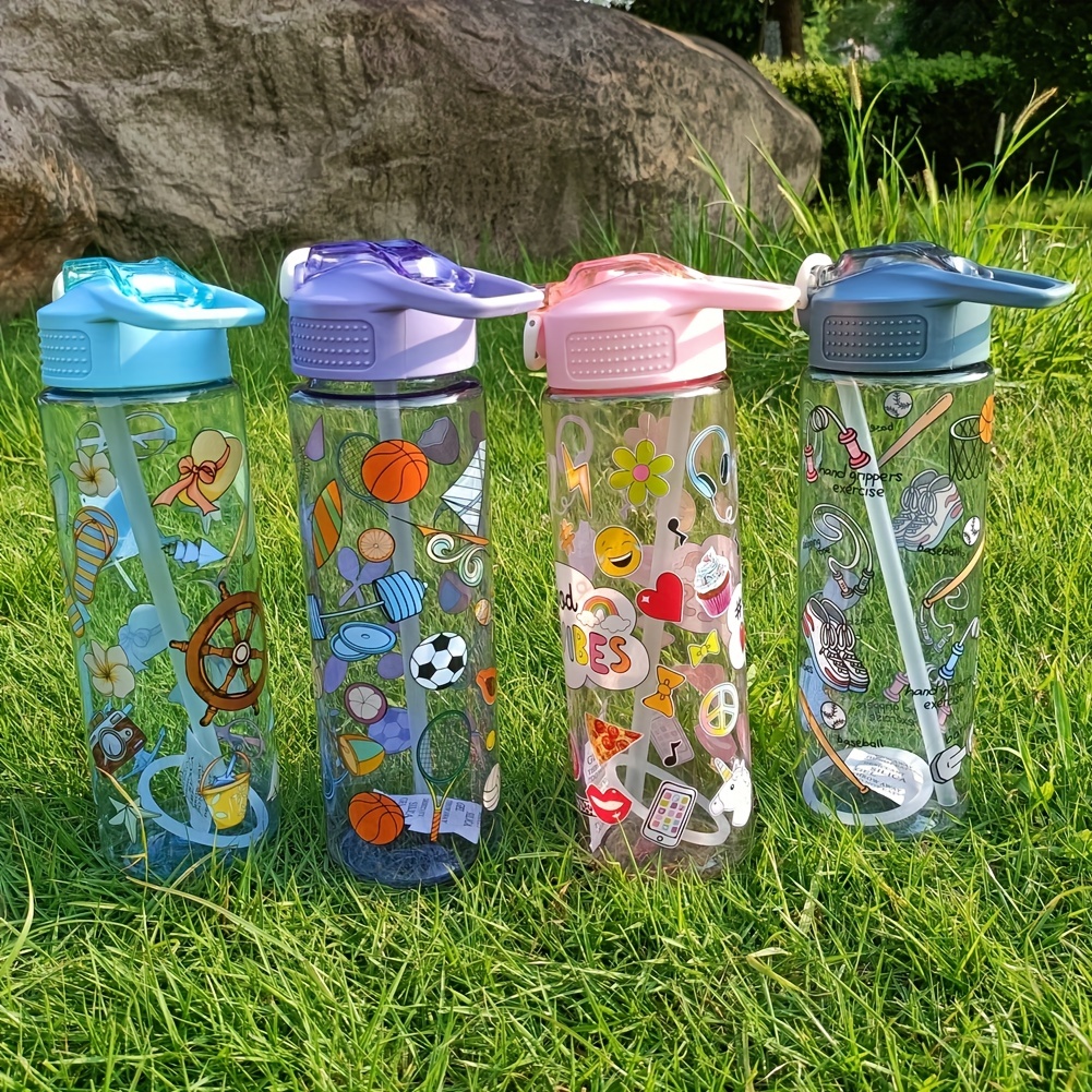 Kawaii Water Bottle With Straw, 44oz Cute Water Bottles With Two Ways To  Dinking, Leakproof Water Jug With Portable Strap For Teen Girls/boys/adults  S