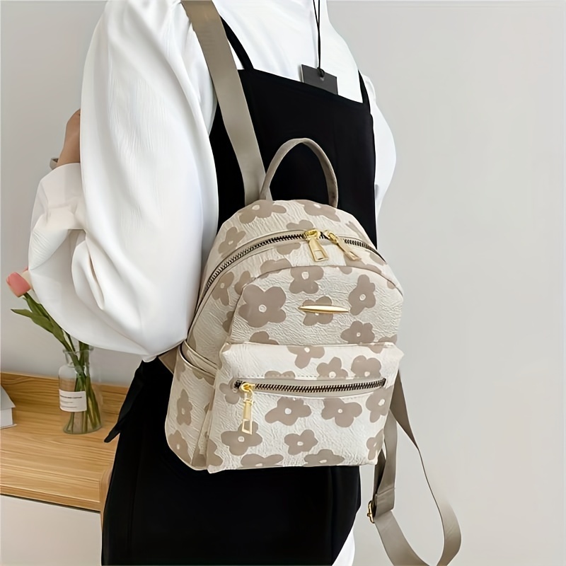 

Mini Floral Jacquard Backpack, Fashion Canvas Daypack Purse, Women's Travel Schoolbag (9.05*8.66*4.33) Inch