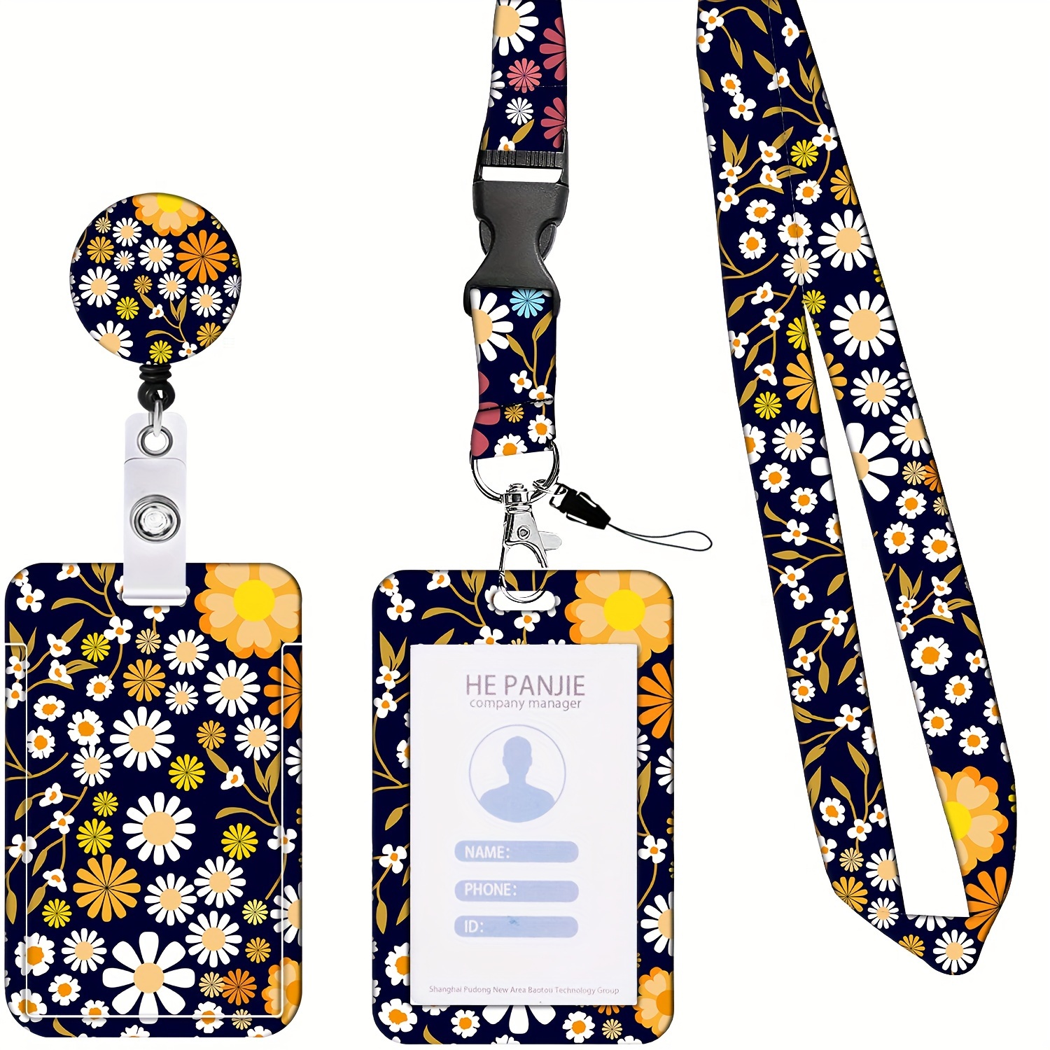  Teacher Badge Holder with Retractable Lanyard, Flower Lanyards  for ID Badges Name Tags Vertical Card Holder, Breakaway Lanyard Badge Reel  Retractable, Teacher Nurse Workers Women Office Gifts : Office Products