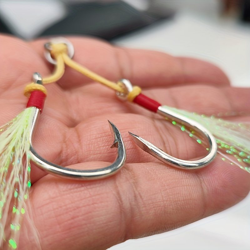 Double Fishing Assist Hooks Kit Jig Assist Glow Hook Slow - Temu