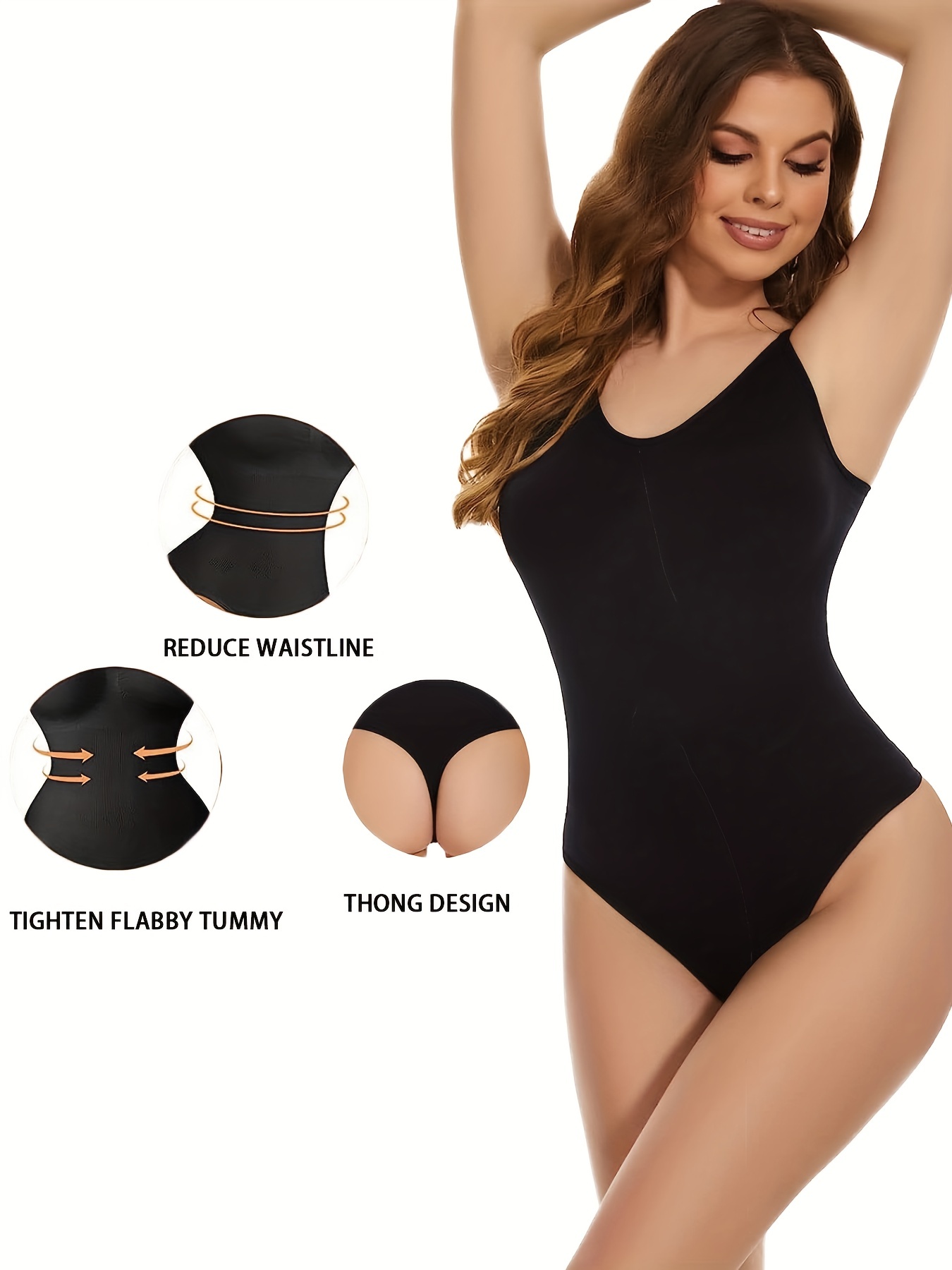 Simple Solid Shaping Bodysuit Tummy Control Slimming Slip - Temu Canada