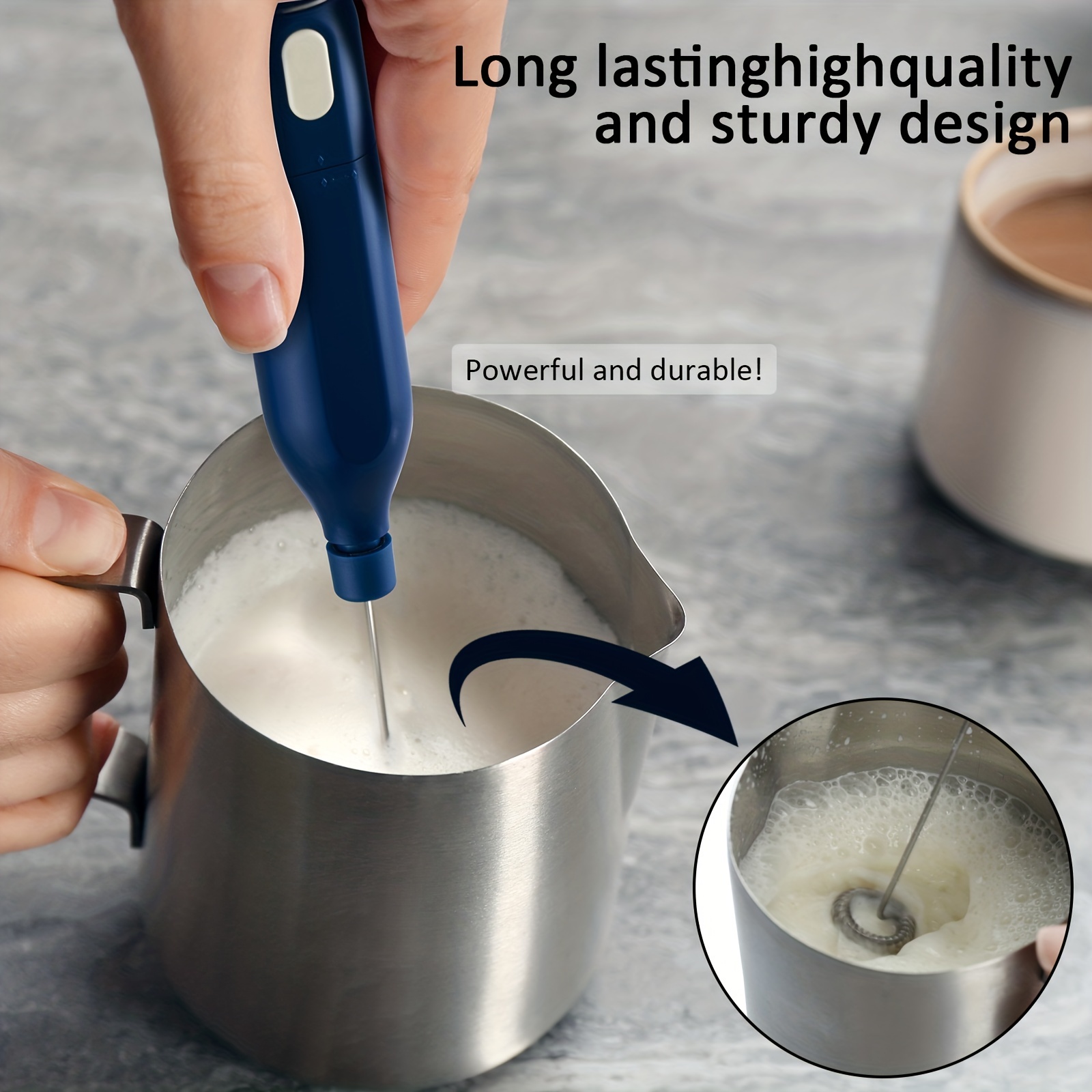 Powerful Milk Frother Handheld Foam Maker for Lattes, Coffee, Cappuccino,  Frappe