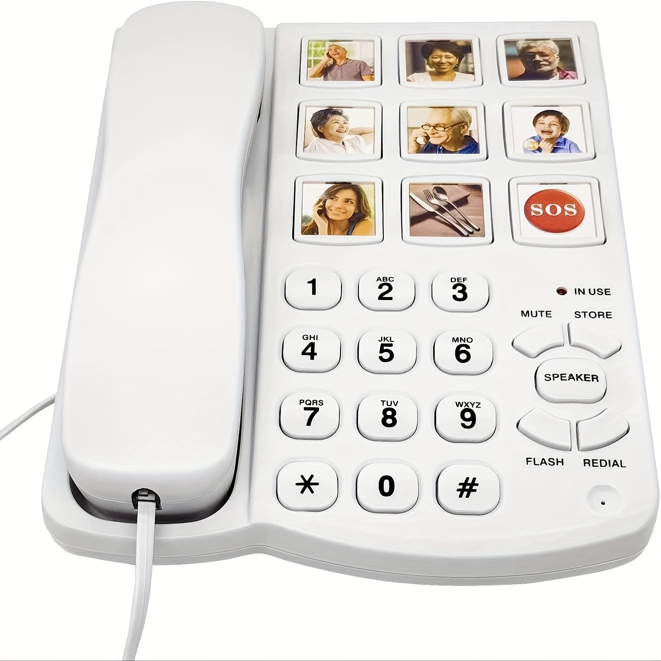 Téléphone fixe amplifié à gros boutons pour personnes âgées