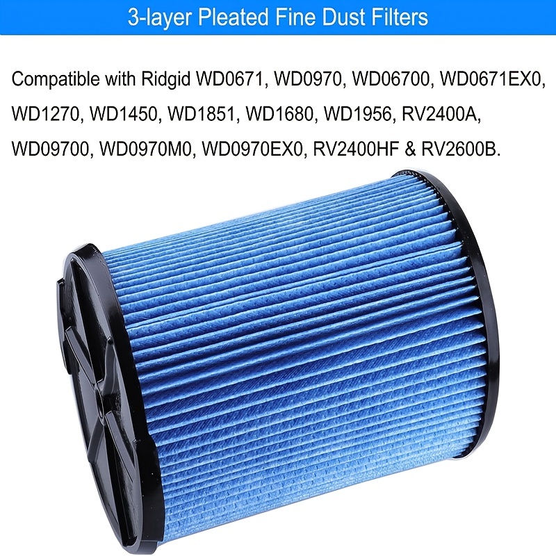 VF5000 Replacement Filter Fits for Rigid Shop Vac 6-20 Gallon Wet Dry  Vacuums 3-Layer Pleated Paper Vacuum Filter - Compatible with WD1450 WD0970