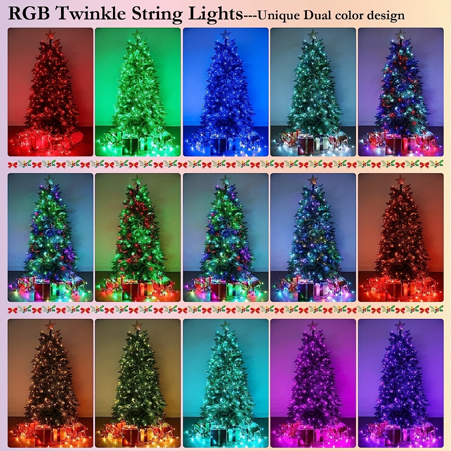 Rgb Color Changing Christmas Lights, 100 Led / 200led Rgb Xmas Tree Lights,  Halloween Lights With Remote Timer Fairy Twinkle Lights, Plug In Light,  Indoor Outdoor Xmas Wedding For Christmas, Home, Garden