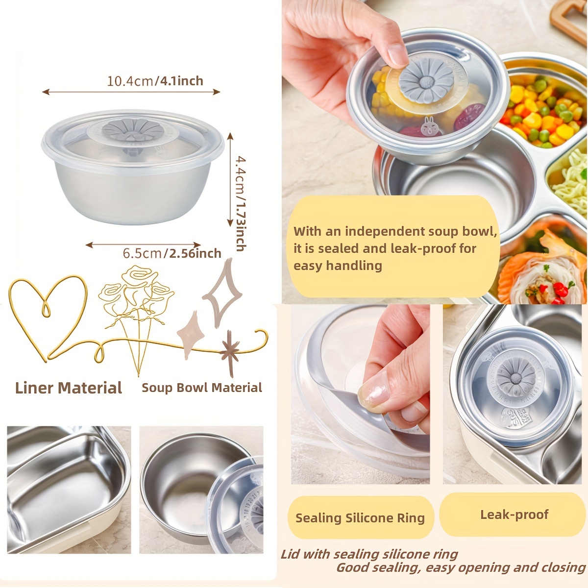 Portable Lunch Box With Spork And Dipping Bowl Perfect For - Temu