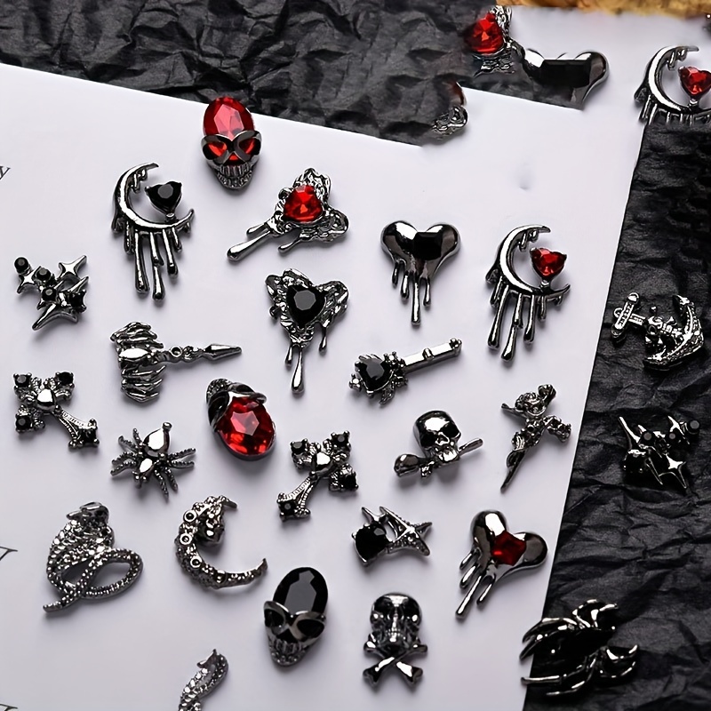 10pcs/lot Halloween Skull Design Black Rhinestones for Nails Art