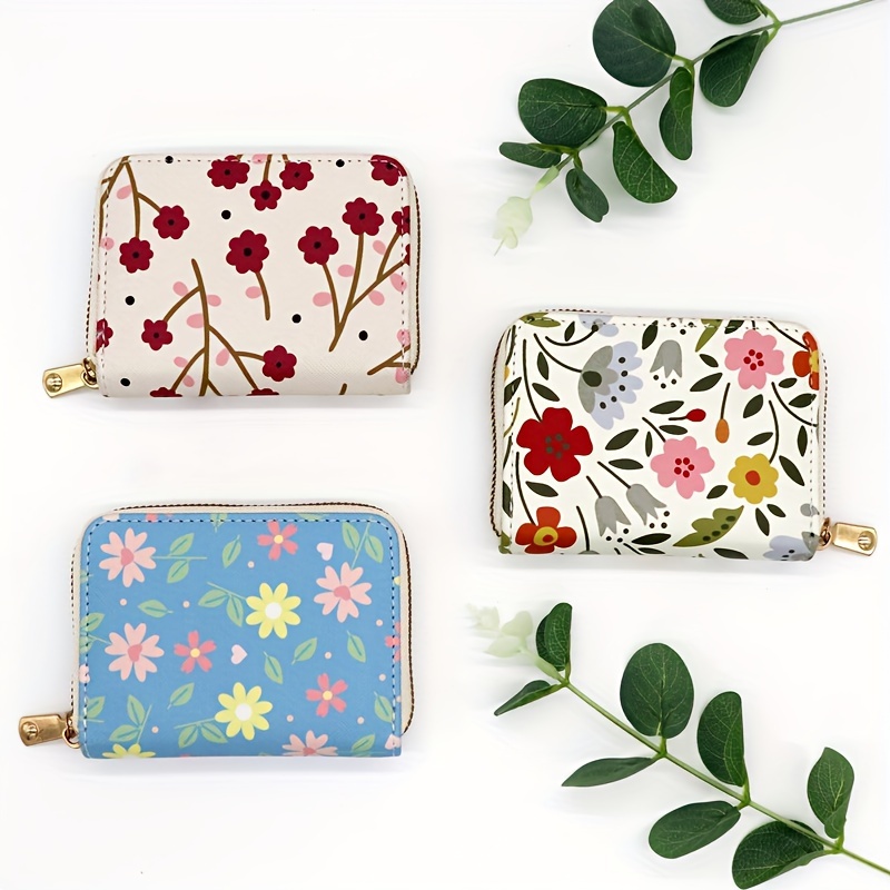 Vintage Flower Pattern Short Wallet, Zipper Around Coin Purse, Classic  Women's Credit Card Holder - Temu