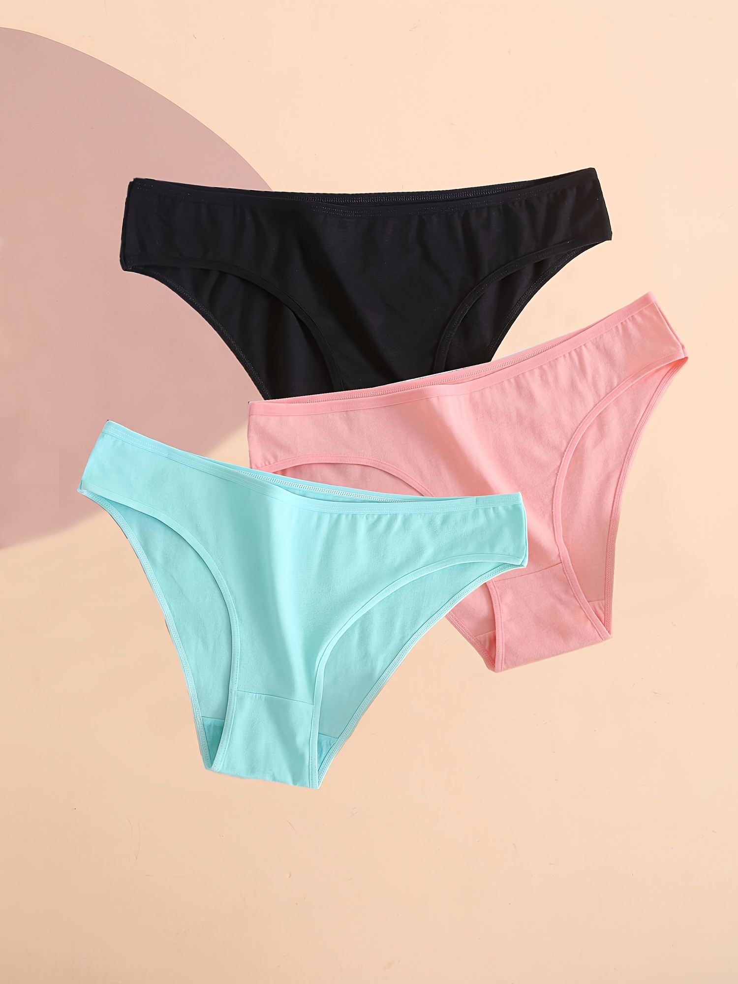 Simple Solid Briefs Breathable High Waist Stretchy Panties - Temu Canada