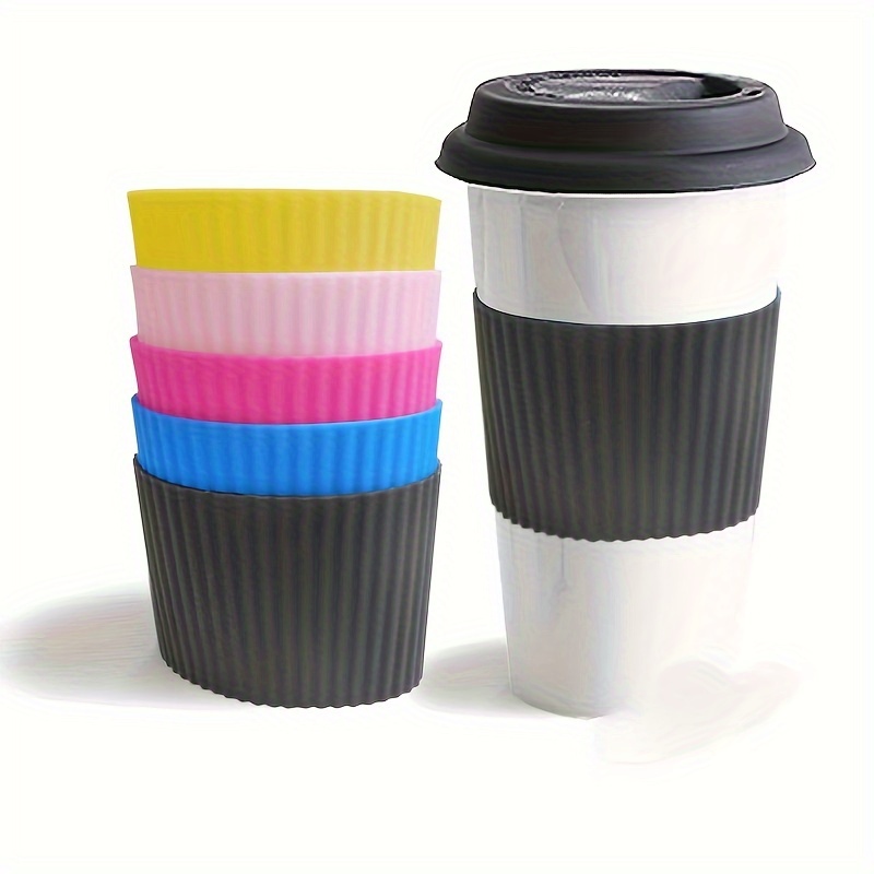 1pc Gray Anti-slip Silicone Sleeve Glass Cup With Heat-resistant