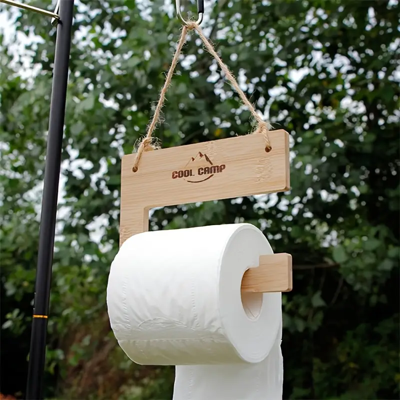 1pc Wooden Tissue Holder For Outdoor Camping Picnic Multi Functional  Hanging Rack For Towel Toilet Paper - Sports & Outdoors - Temu