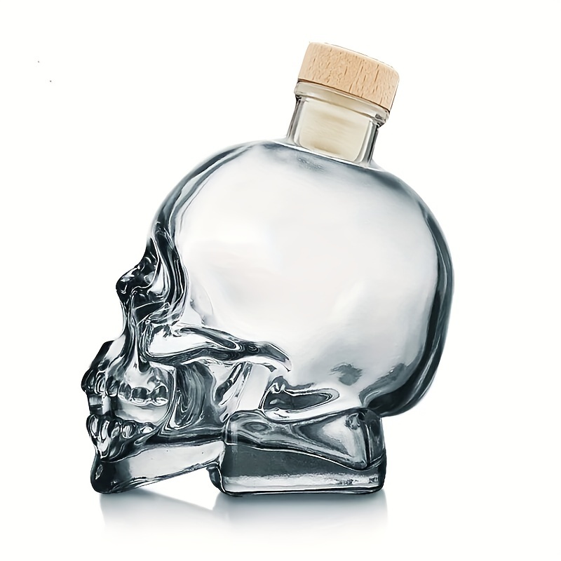 Skull Whisky Decanter Wood Cork Crystal Clear Glass Wine - Temu