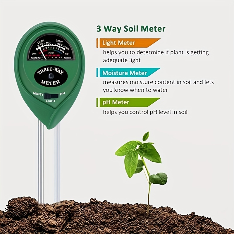Testeur ph Terre 3 en 1 Testeur ph Sol, Soil Tester Kit Testeur Humidité  Plantes PH Terre Meter Sol pour Fleurs/Herbe/Plante/Jardin/Ferme/pelouse