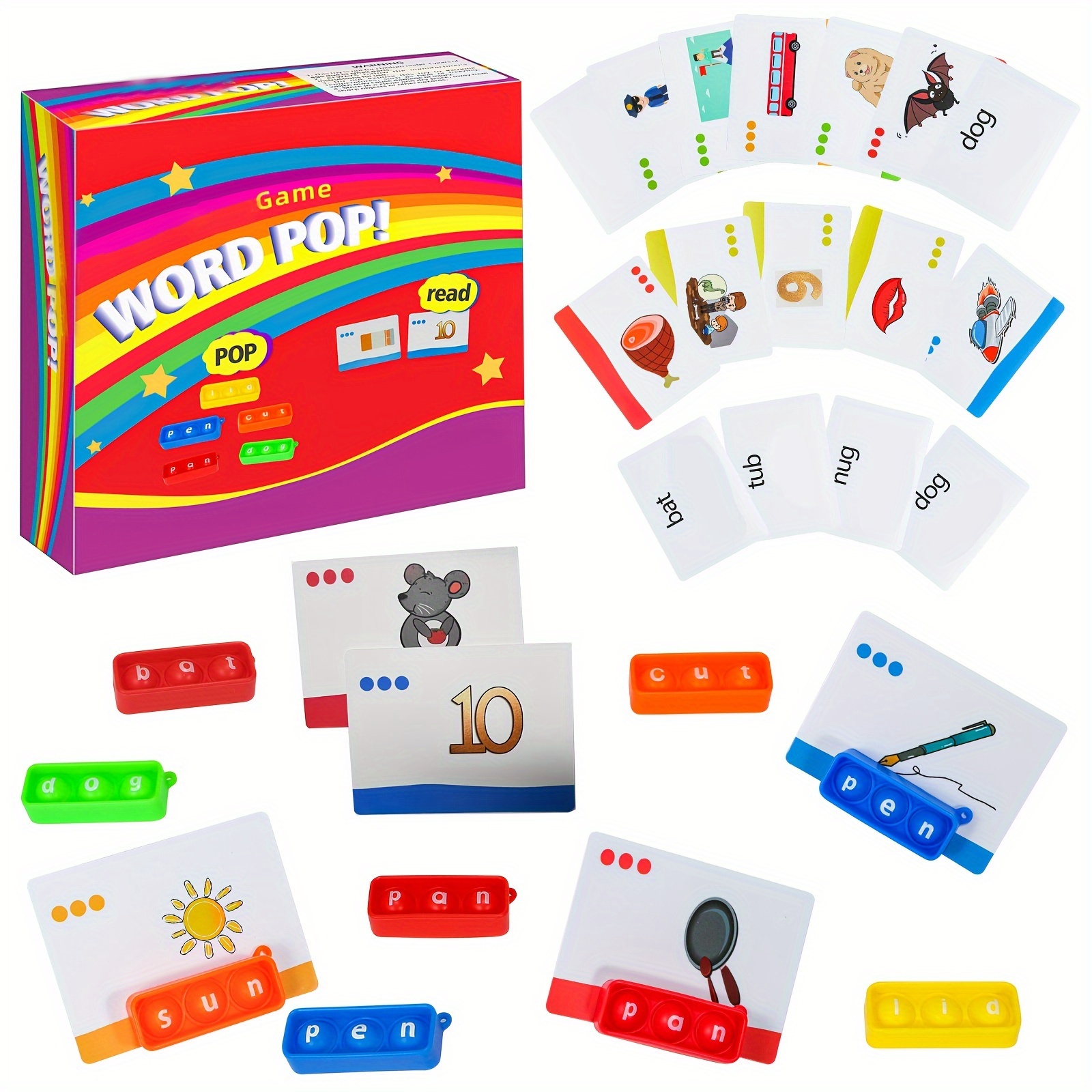 Pop Fidget Toys New Pop Cvc Word Card Fidget Game A Must - Temu
