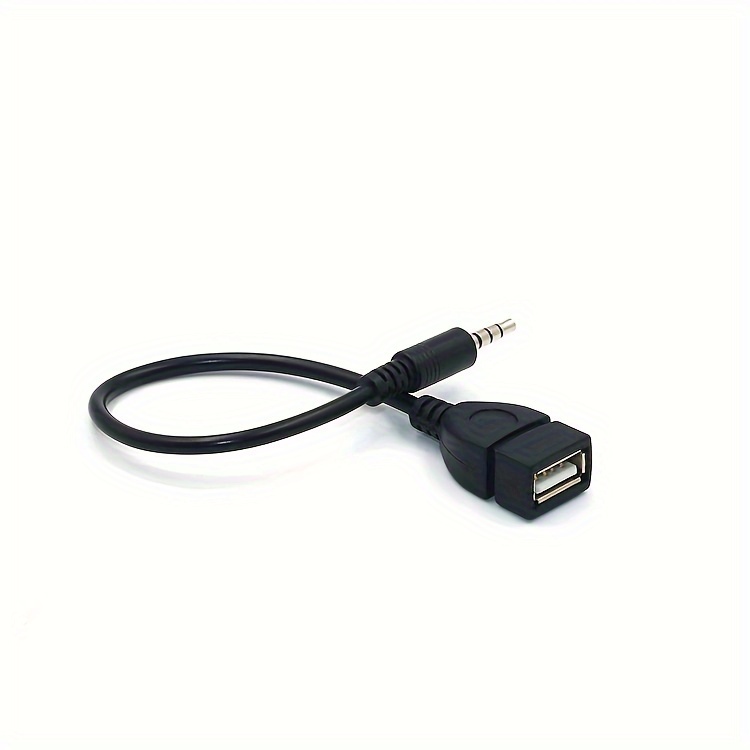 3.5mm AUX to USB Audio Cable, Black Car AUX Adapter, USB Headphone Converter, Male to Female, Miniusb Connector, USB Powered, ?36V Operating Voltage, No Battery Required
