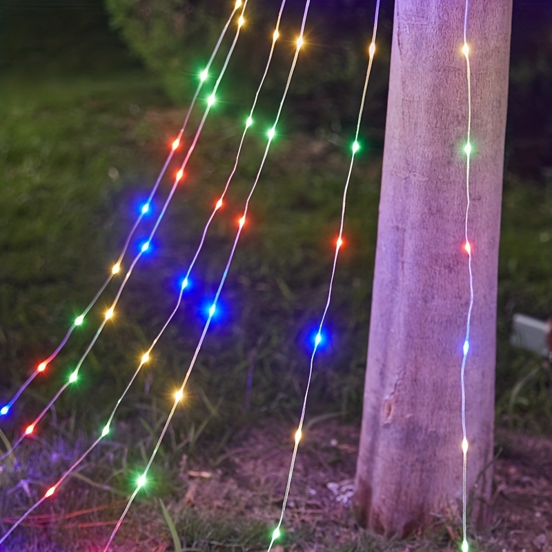 LED Solar Star Waterfall Light String Lights Remote Control Christmas Tree  Decor