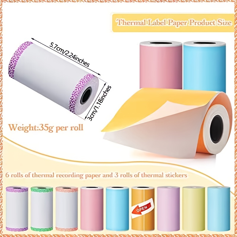 Portable Label Printer 6 Color Adhesive Rolls Sticker Printing