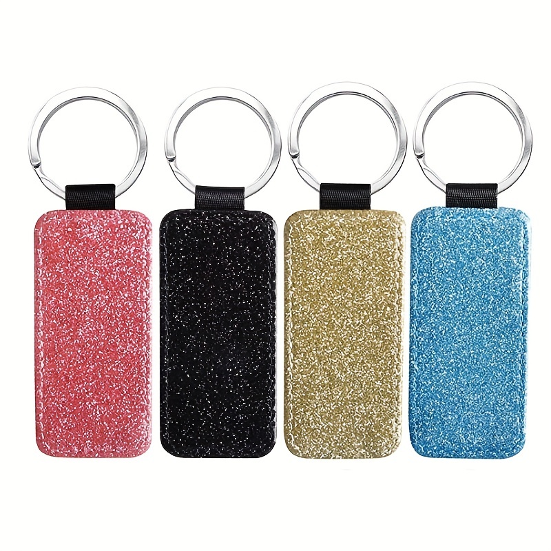 Sublimation Blank Keychain Glitter Pu Leather Keychain Heat - Temu