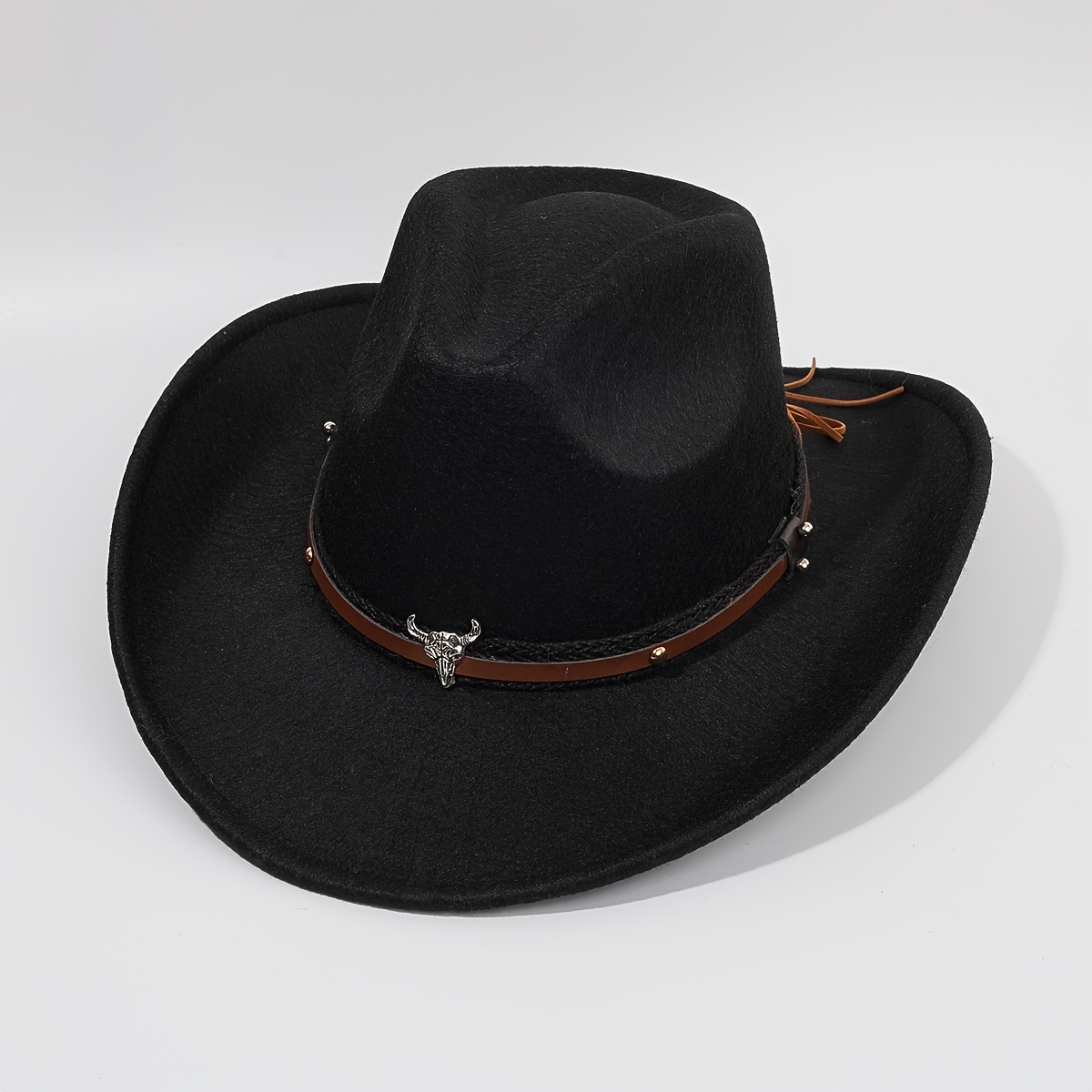 1 pieza Sombrero cowboy para mujeres caqui jacquard PU remache