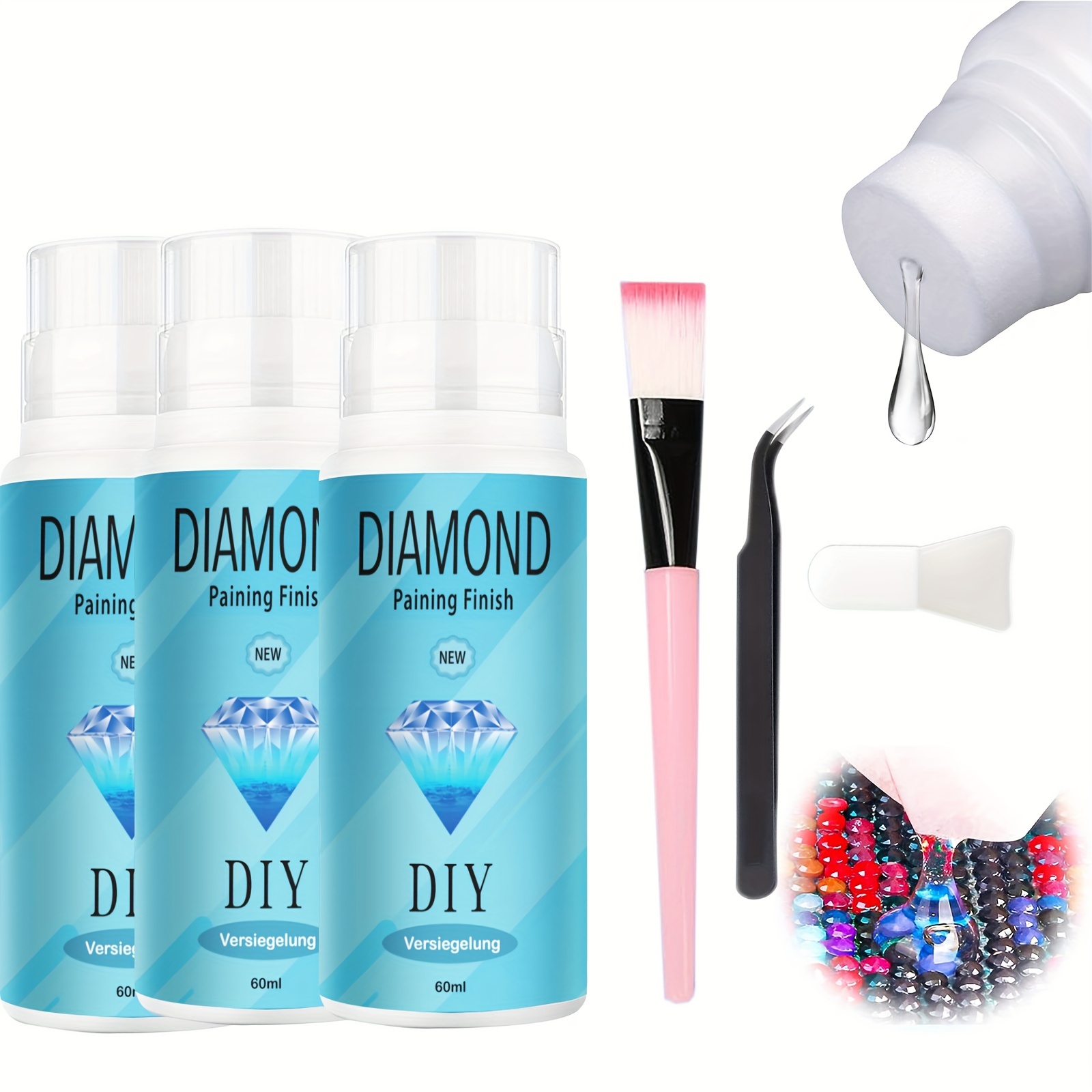 Diamond Painting Sealer Kits 240ML with Brushes, Diamond Art