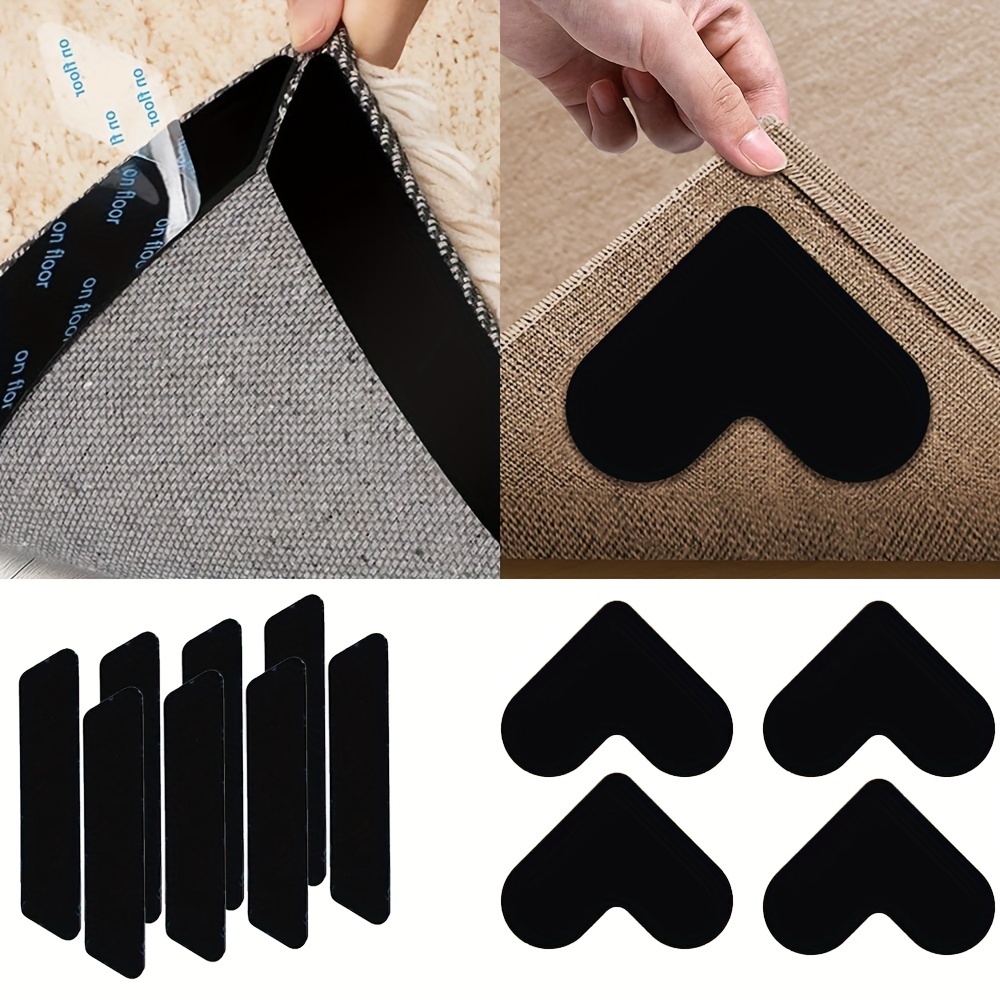 Rug Gripper - Non Slip Rug Pad For Area Rugs, Non Skid Reusable Tape,  Corners Grippers For Hardwood Floors, Tile & Wall - Keeps Your Rug In &  Makes Corners Flat - Temu