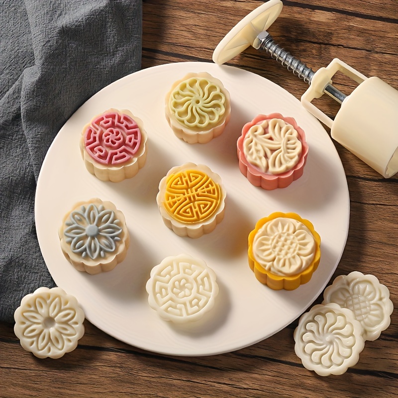 Mooncake Mold With 4/6/8 Stamp Mid autumn Festival Hand - Temu