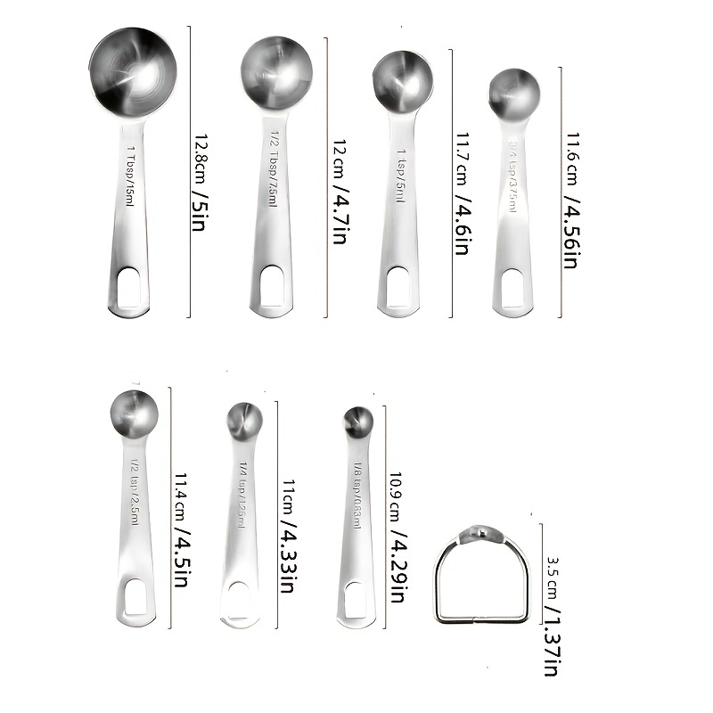 Heavy Duty Stainless Steel Metal Measuring Spoons for Dry or