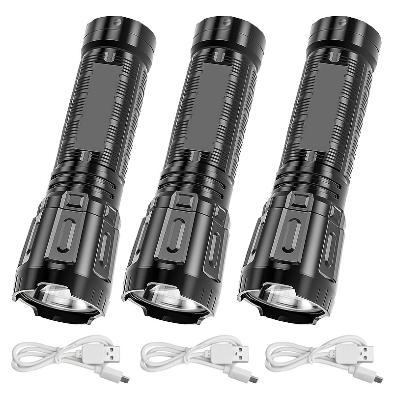 1pc Lanterna LED Recarregável por USB de Alta Lumens, 200000 Lumens  Brilhante Zoomável à Prova d'Água, Com 5 Modos e à Prova d'Água, Lanterna  Portátil