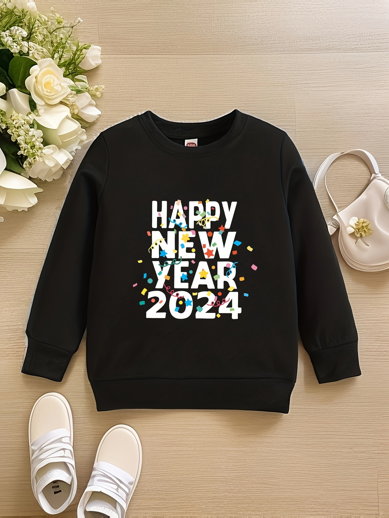 2 Piezas Conjunto Estampado happy New Year Niños Sudadera - Temu