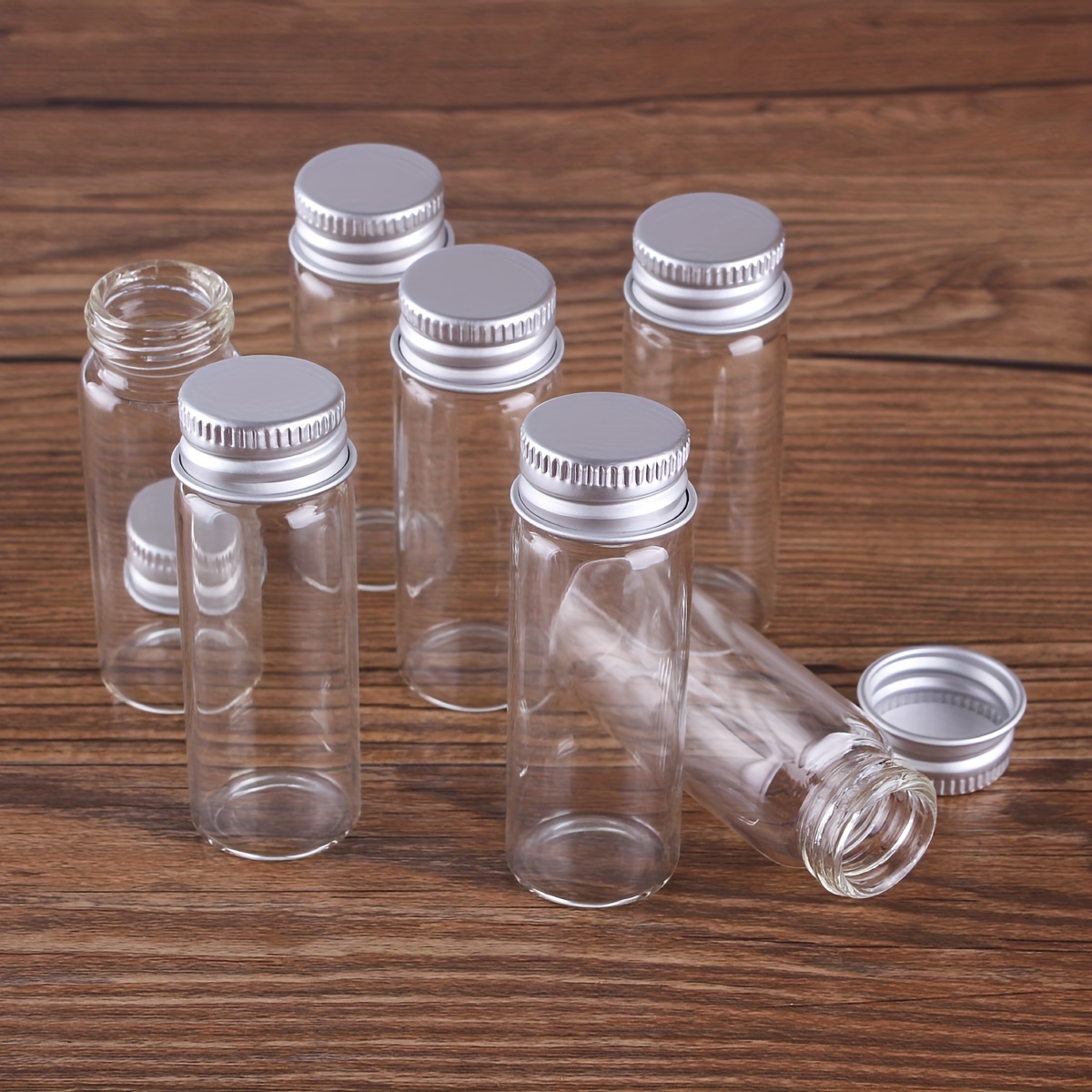 Glass Bottles With Aluminium Lids, Small Mini Glass Jars, Empty