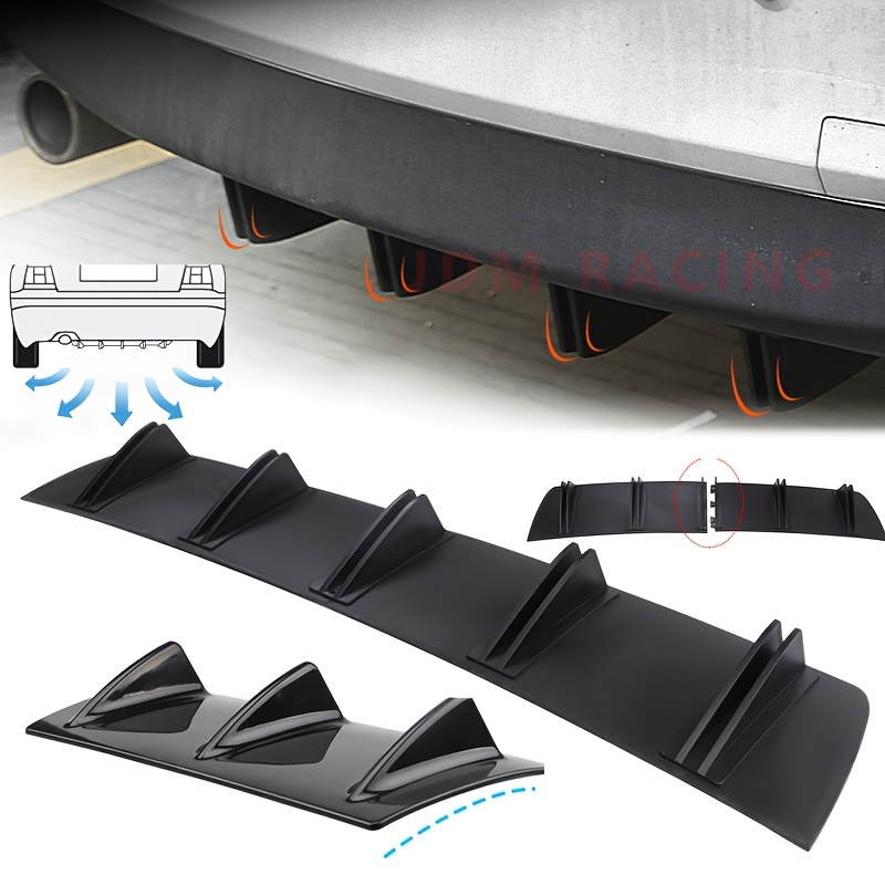2 Options Universal Car Rear Bumper Lip ABS Double Wing Rear Shark Chassis  Fin Style Curved Bumper Lip Diffuser Anti-collision